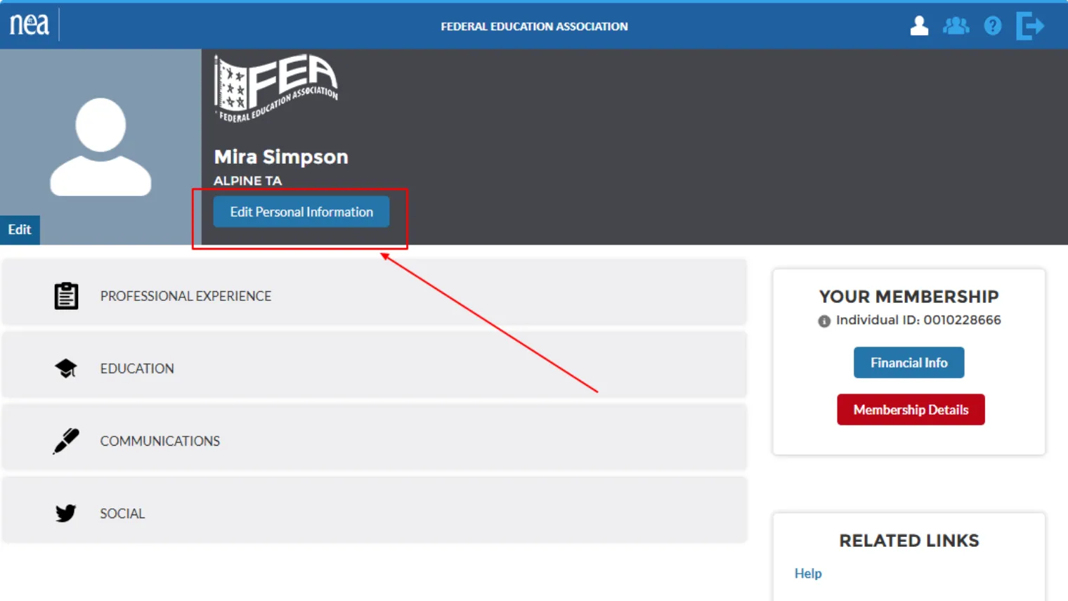 Personal Dashboard on Member Portal