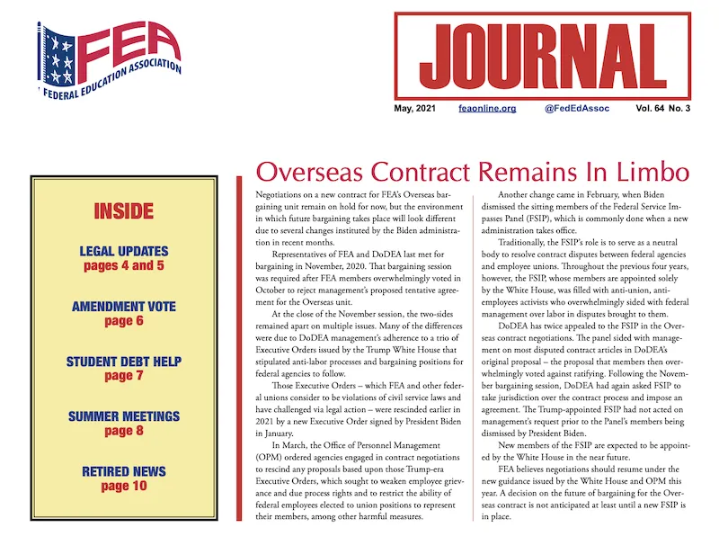 FEA Journal cover May 2021