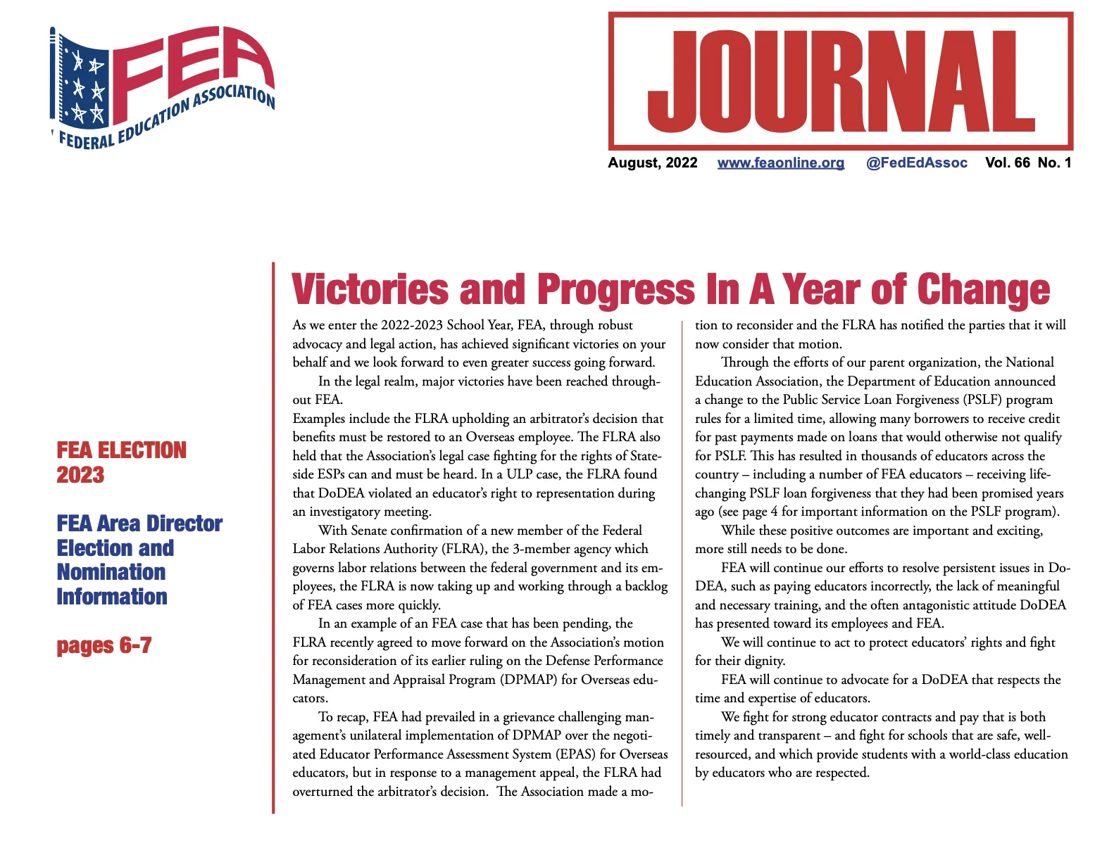 FEA Journal cover aug 2022